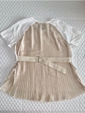 Zara white top with belt on the back and silk folded design on back
